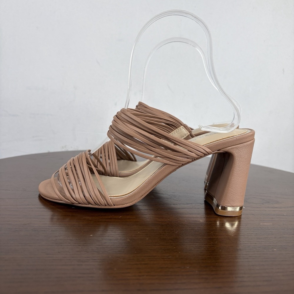 Kenneth Cole Amelia Sandals Women's 6M Nude Strappy Flare Heel Comfort Slip On
